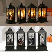 お買い得  ハロウィンライト-ハロウィンカボチャランタンとゴーストフェスティバルポータブル風ランプシミュレーションと創造性燭台LEDランプ装飾電子キャンドルランプ小道具