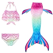 olcso Lányok jelmezei-Sellő Ariel Mermaid Tails Fürdőruha Bikini Hableány Szabadság for Lány Gyermek Álarcos mulatság