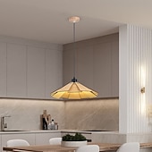 economico Luci Isola cucina-lampada a sospensione moderna lampada a sospensione geometrica paralume in legno naturale illuminazione corridoio lampadario lampada da soffitto per camera da letto cucina isola fattoria 110-240v
