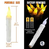 お買い得  ハロウィン室内-6 個 LED ハロウィンキャンドルライトちらつき炎付き単三電池電源ランプ用ハロウィンキャンドルテーパーキャンドルフローティングパーティー照明