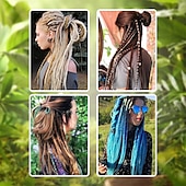 cheap Crochet Hair-36 Blonde Dreadlocks Extension Soft Handmade Synthetic Crochet Hair Super Long 0.6cm Dread Extensions Reggae Style for Women