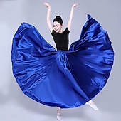 voordelige Buikdanskleding-Buikdans Latijnse dans Ballroomdansen Rokken Pure Kleur Dames Prestatie Feest Hoog POLY