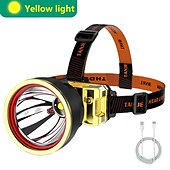 זול פנסים טקטיים-פנס led סופר בהיר usb נטענת מנורת כורים פנס בוהק בהספק גבוה פנס דיג שדה צמוד ראש מנורת סוללה בעלת קיבולת גבוהה לפיד סוללה אור לבן ואור צהוב שני סוגי תאורה