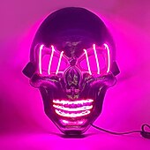 cheap Novelties-halloween ghost head white silver skull light mask led ghost head horror atmosphere mask