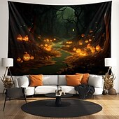 halpa halloween seinävaatteita-halloween koristeet kuvakudos jack o lyhty kurpitsa sisustus seinä taide suuri riippuva kuvakudos seinämaalaus sisustus valokuva tausta peitto verho koti makuuhuone olohuone lepakko kummitus talo