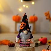 cheap Hallowen Prop Lighting-Halloween Bat Hat Faceless Gnome Doll with Lights Hanging Pendant Tree Decor Harvest Sunflowers Plush Doll Decorations For Home