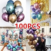זול אספקה ​​למסיבות-בלוני לטקס פנינה מתכת מבריקה כרום עבה מתכתי בלוני אוויר מתנפחים קישוט מסיבה 100/50/30/10 יחידות