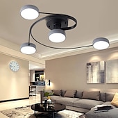 cheap Dimmable Ceiling Lights-Modern Semi Flush Mount Ceiling Light Circular Acrylic 4/6 Heads LED Ceiling Lamp Nordic Grey Sputnik Light Fixture with Wood Decoration for Living Room Dining Room Bedroom 110-240V