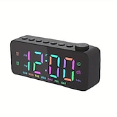 economico elettrodomestici-Sveglia digitale radio fm con cambio colore rgb dinamico 1pc con timer di spegnimento e doppia sveglia - Orologio elettronico a led 12/24h a 8 colori