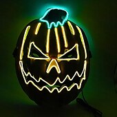 tanie Nowinki-niestandardowa maska na halloween świecąca maska dyniowa głowa krzycząca maska v listowo-zielone włosy krowa kreskówka piłokształtna maska