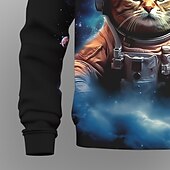 billige Guttens 3D Dyr-Gutt 3D Grafisk Katt Astronaut Genser Langermet 3D-utskrift Sommer Høst Mote Gatemote Daglig Barn 3-12 år utendørs Avslappet Daglig Normal