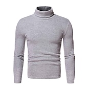 olcso férfi pulóver pulóver-Férfi Garbó Kötöttáru Férfi teknős nyakú jumper Pulóver Kötött Normál felsők Kötött Sima Körgallér Modern Kortárs Munka Hétköznapi viselet Ruházat Ősz Tél Bor Fekete S M L