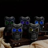 お買い得  ハロウィンの小道具の照明-ブラックスカルランプハロウィンバー装飾ホラー雰囲気電子キャンドルライトゴーストフェスティバルバーお化け屋敷秘密の部屋の装飾スカルヘッド小道具