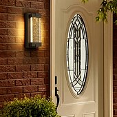 economico applique da esterno-applique in cristallo illuminazione per esterni ip65 con paralume in vetro trasparente a bolle per portico e garage led 6w bianco caldo sabbia finitura nera 110-240v