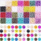 preiswerte Perlenherstellungsset-1960 Stück Perlen, 6 mm, 28 Farben, mehrfarbige Perlen, lose Perlen zum Basteln, mit Löchern für die Schmuckherstellung, kleine Perlenfüllperlen zum Basteln von Armbändern, Halsketten, Ohrringen