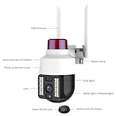 cheap Outdoor IP Network Cameras-Wireless Speed Dome Security Camera Humanoid Tracking Sound and Light Alert Smart Full Color Night Vision Bilingual Intercom Outdoor PTZ IP Camera CCTV Security Surveillance Camera(720P/1080P)