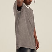 billige grunnleggende t-skjorter-Herre 100% bomullssyre-vaskeskjorte Oversized skjorte Kortermet Crew-hals Vår sommer عادي Mote Designer Fritid Sport &amp; Utendørs Daglig Gateklær Svart Rosa Grønn Topp T-skjorte for menn