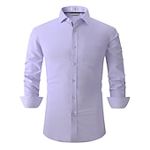 cheap Men&#039;s Non Iron Shirts-Men&#039;s Shirt Summer Shirt Casual Shirt Button Up Shirt Black White Pink Wine Red Long Sleeve Geometric Color Block Lapel Vacation Daily Patchwork Clothing Apparel Polyester Fashion Casual Comfortable