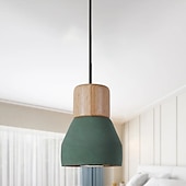 cheap Island Lights-LED Pendant Light Wood Art Cement Concrete Hanging Lamp Simple Cafe Restaurant Bar Pendant Light E27 Light Source Metal Iron Art Droplight Flashlight Concrete Ceiling Light 110-240V