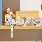 ieftine sculpturi și statui de grădină-2 buc pulp woman citind raft decor, figurină femeie citind, rășină statuie gânditor stil, sculpturi abstracte figurine pentru decor acasă modern birou raft desktop
