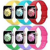 cheap Apple Watch Bands-6 Pack Sport Band Compatible with Apple Watch band 38mm 40mm 41mm 42mm 44mm 45mm 49mm Adjustable Breathable Women Men Silicone Strap Replacement Wristband for iwatch Ultra 2 Series 9 8 7 SE 6 5 4 3 2