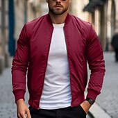 preiswerte Herrenjacken &amp; Herrenmäntel-Herren Bomberjacke übergangsjacke Alltagskleidung Leicht Reißverschluss Sommer Frühling Einfach Streetwear Kragen Regulär Schwarz Rot Dunkelblau Grau Jacken