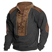 cheap Basic Sweatshirts-Men&#039;s Sweatshirt Tactical Black Army Green Brown Standing Collar Color Block Drawstring Sports &amp; Outdoor Daily Holiday Polyester Streetwear Basic Casual Spring &amp;  Fall Clothing Apparel Hoodies
