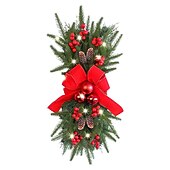 cheap Wreaths, Garlands &amp; Swags-Christmas Wreaths Xmas Swags with Lights Cordless Prelit Stairway Stairway Staircase Window Wall Decoration Teardrop Trim Wreath Rattan Shopping Mall Hotel Outdoor