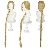 economico Parrucche dei personaggi dei film-Parrucche Lunghe Bionde da 42 Pollici per Donne Adulte Parrucche Lunghe Dritte per Cosplay di Principessa Parrucche in Capelli Sintetici per Carnevale Peluca Verde per Festa di Natale di Ragazze