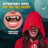 お買い得  ハロウィンのマスクと小道具-吸血鬼の牙、格納式ハロウィン吸血鬼の牙の歯、樹脂製、狼男の歯の接着剤セット