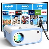 cheap Projectors-Mini Projector, Native 1080P Full HD 9000L SOPYOU Movie Outdoor Projector 4K Supported with 360° Tripod, Video Mini Portable Projector for HDMI, USB,TV Stick, PS5, iOS &amp;amp; Android