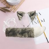 cheap Hair Styling Accessories-Handmade Cosplay Children&#039;S Performance Anime Cute Fox Color Rabbit Fur Animal Ears Hair Hoop Tail Accessory Set