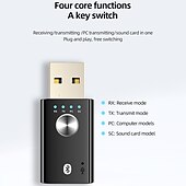 cheap USB Hubs-USB Bluetooth 5.1 Adapter for PC Speaker TV 4 In 1 Wireless Music Audio Receiver 3.5mm Jack AUX Transmitter