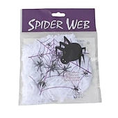 tanie Dekoracje na Halloween na zewnątrz-Halloweenowe pajęczyny 2*3 m z 40 dodatkowymi fałszywymi pająkami, super rozciągliwe pajęczyny do dekoracji na Halloween wewnątrz i na zewnątrz