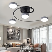 cheap Dimmable Ceiling Lights-Modern Semi Flush Mount Ceiling Light Circular Acrylic 4/6 Heads LED Ceiling Lamp Nordic Grey Sputnik Light Fixture with Wood Decoration for Living Room Dining Room Bedroom 110-240V