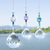 baratos Espanta-espíritos-1 peça suncatcher de cristal, bola de prisma de janela, fabricante de arco-íris, pingente pendurado para casa, jardim, quintal, quarto, varanda, pátio, decoração