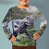 cheap Boy&#039;s 3D Animals-Boys 3D Graphic Animal Dinosaur T shirt Tee Long Sleeve 3D Print Summer Spring Fall Sports Fashion Streetwear Kids 3-12 Years 4-12 Years Outdoor Casual Daily Regular Fit