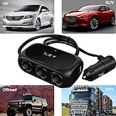 رخيصةأون شواحن السيارات-3 way 2 usb socket charger 12v car cigarette lighter splitter multocket led car fast charger adapter