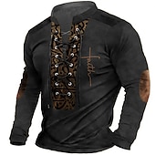 cheap Vintage T shirts-Men&#039;s Letter Graphic Prints Graphic Tee Vintage Shirt Long Sleeve T shirt Shirt Fashion Designer Casual Outdoor Vacation Daily Wear Black Brown Green Spring &amp;  Fall Clothing Apparel S M L XL 2XL 3XL