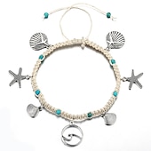 abordables tobilleras-Pulsera de tobillo Moda Artístico Elegante Mujer Joyería Corporal Para Fiesta Diario Retro Legierung Estrella de mar Plata PC 1