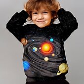 olcso Fiú 3D látása és geometria-Fiú 3D Grafika Galaxis Hely Pulóver Hosszú ujj 3D nyomtatás Nyár Ősz Divat Utcai sikk Napi Poliészter Gyerekek 3-12 év Szabadtéri Hétköznapi Napi Normál