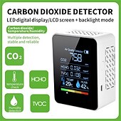 cheap Humidifiers &amp; Dehumidifiers-Multifunctional 5in1 CO2 Meter Digital Temperature Humidity Tester Carbon Dioxide TVOC HCHO Detector Air Quality Monitor