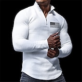 abordables Día de la Independencia-Hombre veteranos Patriótico Camisetas polo con diseño de gofre Camisetas polo de golf Manga Larga Camisas de polo Cuello Vuelto Zip Negocios Exterior Casual Diario Ropa de calle 3D Estampado Otoño