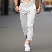 cheap Chinos-Men&#039;s Trousers Chinos Summer Pants Casual Pants Front Pocket Plain Comfort Breathable Casual Daily Holiday Fashion Basic Black White