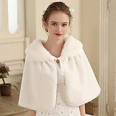 abordables Étole en fourrrure-Cape de mariée en fausse fourrure blanche pour femme, élégante, décontractée, quotidienne, sans manches, en fausse fourrure, avec lacets, pour mariage, printemps