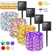 cheap Solar String Lights-Solar Copper Wire Lights Led Fairy Lights String Outdoor Waterproof Ground Plug Decorative Lights Christmas Lights