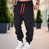 levne Tepláky-Pánské Tepláky Běžci Běžec Kalhoty Šňůrky Elastický pas Pevná barva Pohodlné Prodyšné Ležérní Denní Streetwear Sportovní Módní Černobílá Černá Lehce elastické