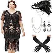 olcso Öltözetek-Retró Ordító 20-as évek 1920-as évek Flapper ruha Ruhák Szerepjáték Jelmezek A nagy Gatsby Esküvői Vendég Flitter Rojt Jelmez Női Karácsony Mindszentek napja Farsang Halloween Buli / Este Esküvői