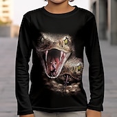 billiga Pojkens 3D-djur-Pojkar 3D Djur T-shirt Långärmad 3D-tryck Höst Vinter Sport Mode Streetwear Barn 3-12 år Utomhus Ledigt Dagligen Normal