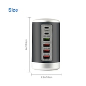 Недорогие USB-концентраторы-6-портовое настольное зарядное устройство, 65-ваттная зарядная станция с usb-концентратором (3 x usb+type c+qc3.0+pd 18 Вт), настольная зарядная станция с многопортовым зарядным